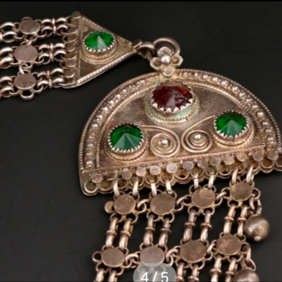 Heavy 9+ oz 800 Silver Berber Necklace Chain Maille Glass - Picture 2 of 7